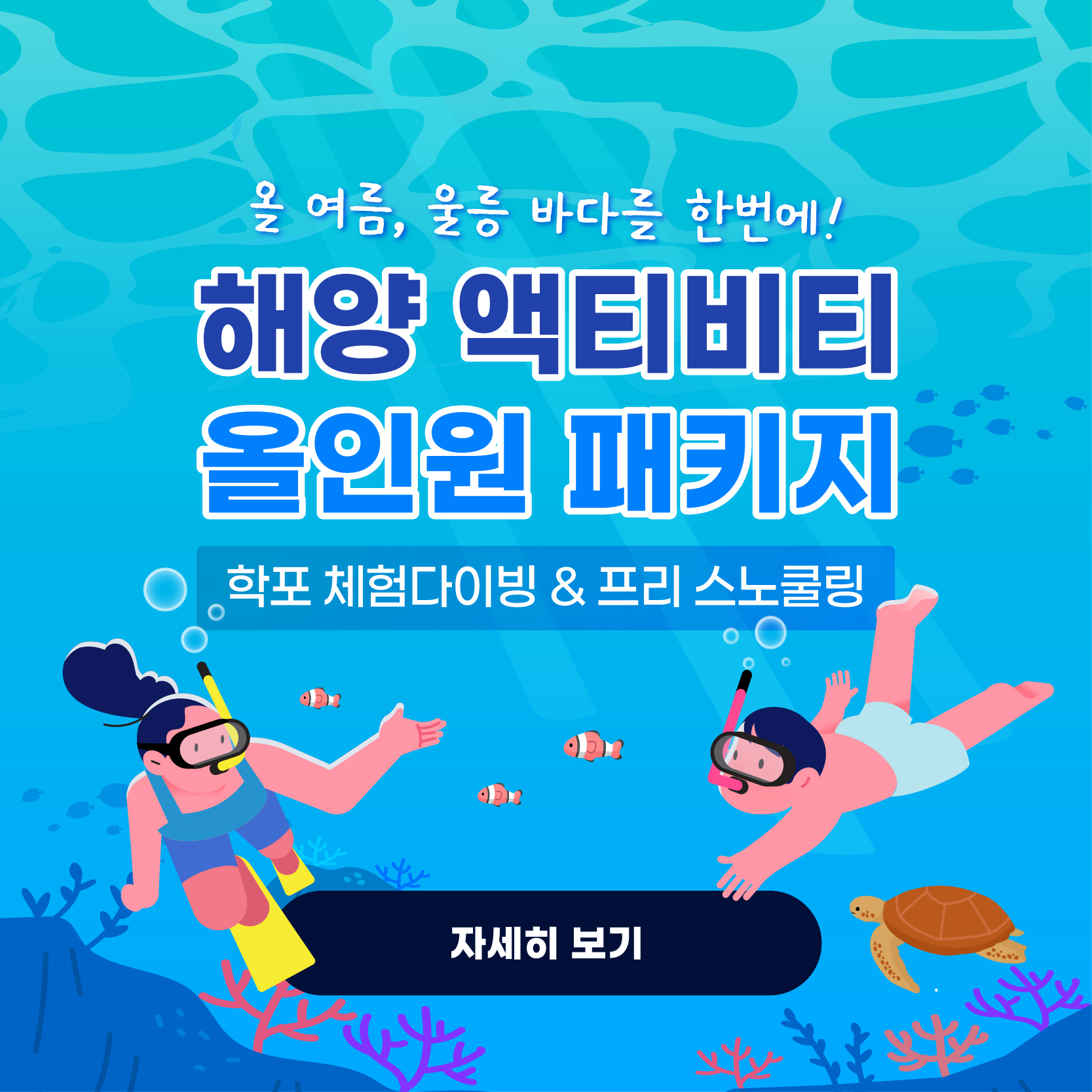올 여름, 울릉 바다를 한번에! 해양 액티비티 올인원 패키지 학포 체험다이빙&프리 스노쿨링